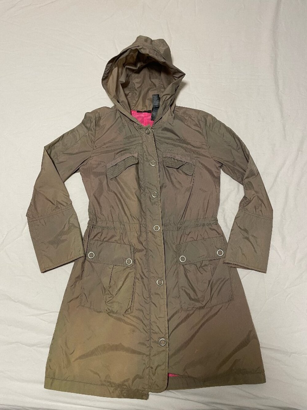 Donna Karan DKNY Active Women's Tan Size Small Hooded Rain Jacket